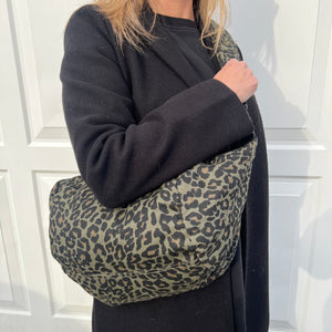 Khaki Leopard Print XL Crossbody Bum Bag