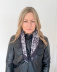 Grey Mix Animal Print Square Cotton Scarf/ Necktie