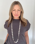 Long Brushed Silver Vintage Style Necklace