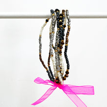 Laden Sie das Bild in den Galerie-Viewer, Pewter, Grey &amp; White Beaded Stretch Bracelets
