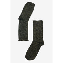 Load image into Gallery viewer, Black &amp; Silver Glitter Socks
