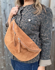Dark Tan Suede Large Crossbody Bum Bag