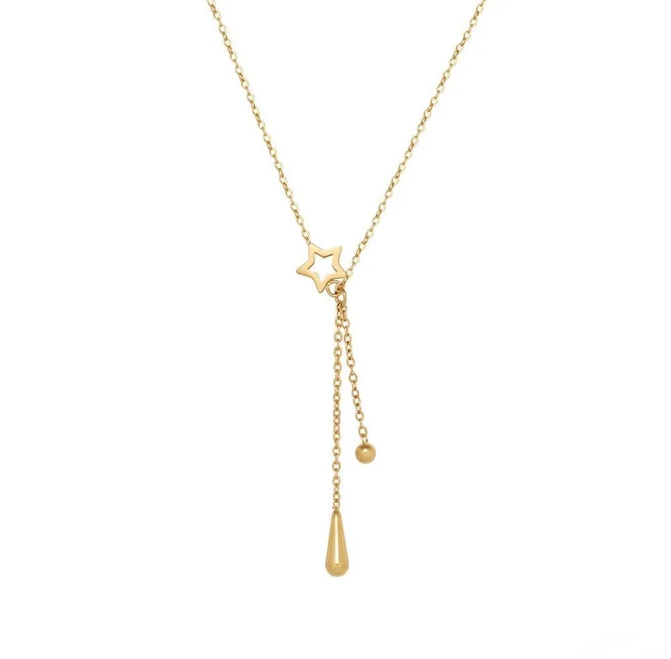 Gold Delicate Star Drop Necklace