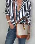 Preorder for dispatch w/c 15/6 - Dark Tan & Canvas Bucket Bag
