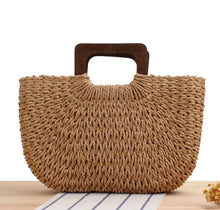 Charger l&#39;image dans la galerie, Straw Bag with Wooden Handles
