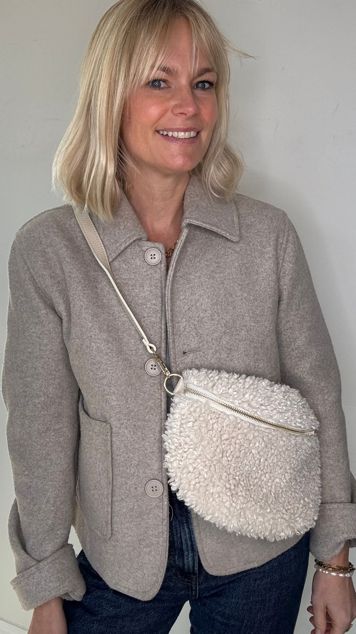 Shearling Cream Crossbody/ Waist Bag