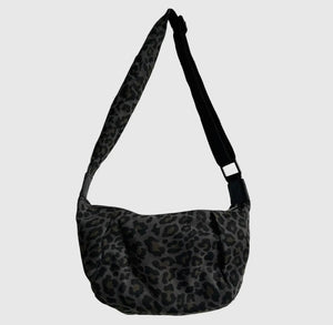 Charcoal Leopard Print Large Crossbody Bum Bag