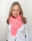 Coral Plain Lightweight Scarf