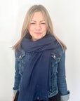 Navy Plain Lightweight Scarf