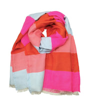 Load image into Gallery viewer, Pink &amp; Orange Stripe Blanket Scarf
