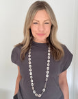 Long Brushed Silver Vintage Style Necklace