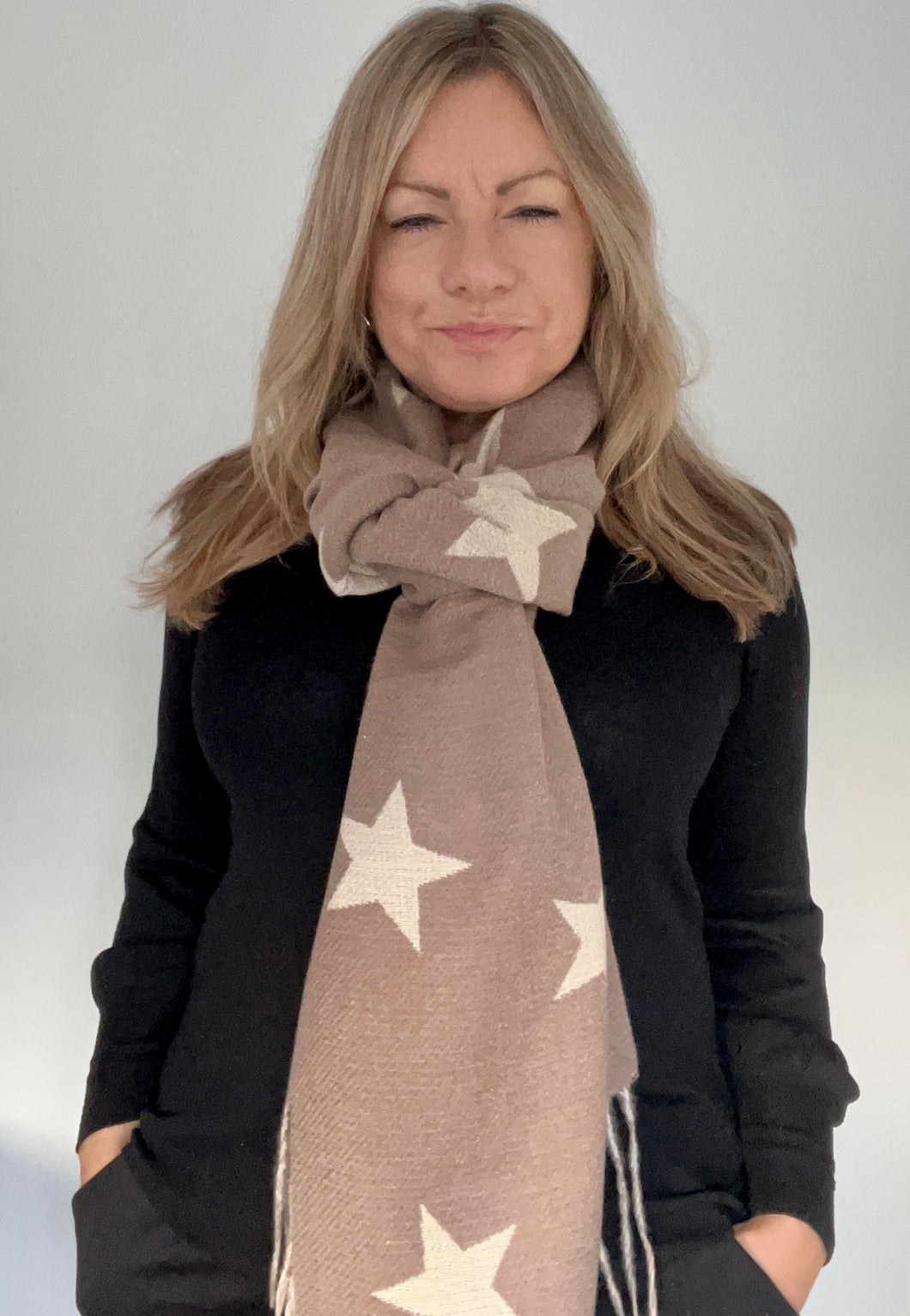 Taupe Reversible Star Scarf