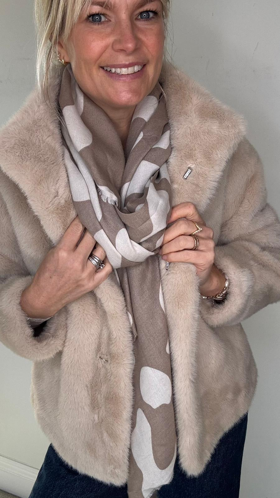 Taupe &amp; Ecru Animal Print Midweight Scarf