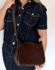Dark Brown Suede & Leather Crossbody/ Shoulder Bag