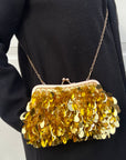 Gold Sequin Clutch/ Crossbody Bag - Small