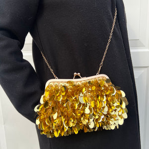 Gold Sequin Clutch/ Crossbody Bag - Small