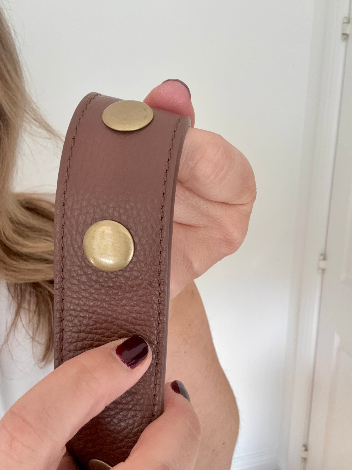 Brown Studded Suede Shoulder/ Crossbody Bag with Fringing