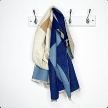 Load image into Gallery viewer, Navy &amp; Camel Retro Print Blanket Scarf
