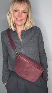 Suede Large Burgundy Crossbody/ Waist Bag