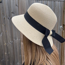 Load image into Gallery viewer, Straw Hat with Black Ribbon
