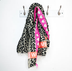 Black & Cream WILD LOVE Animal Print Scarf