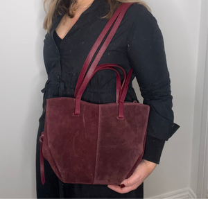 Burgundy Suede Tote Bag