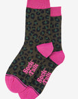 Khaki & Pink Leopard Socks
