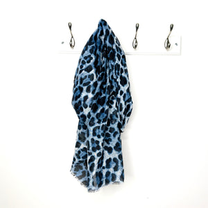 Blue Leopard Print Scarf