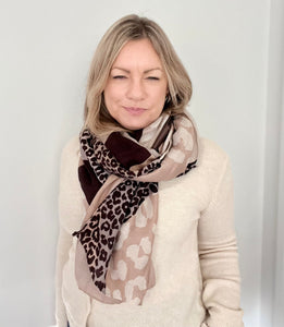 Taupe Mix Animal Print Scarf