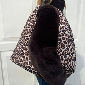 Leopard Print Quilted Tote Bag