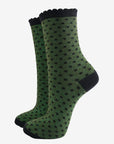 Green & Black Spot Glitter Socks