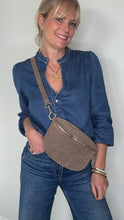 Load image into Gallery viewer, Suede Large Dark Taupe Crossbody/ Waist Bag
