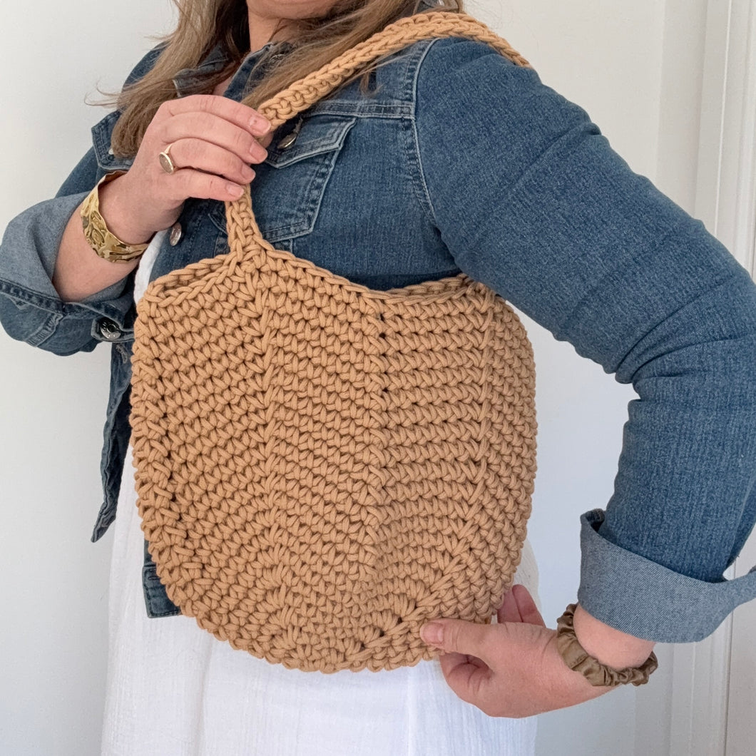 Beige Knitted Tote Bag