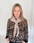 Taupe Knitted Mid-Length Triangle Scarf/ Necktie