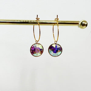 Rainbow Crystal Circle Hoop Earrings