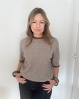 Taupe Faux Fur Trim Jumper