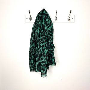 Green Leopard Print Scarf