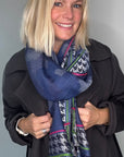 Blue Camo & Dogtooth Check Luxury Scarf