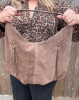 Dark Taupe Suede Large Shoulder/ Crossbody Bag