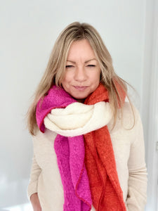 Pink & Orange Block Stripe Blanket Scarf