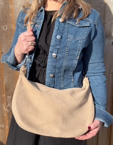 Stone Suede Large Crossbody Swing Bag