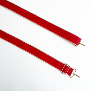 Red & Cream Stripe Bag Strap - Gold Hardware