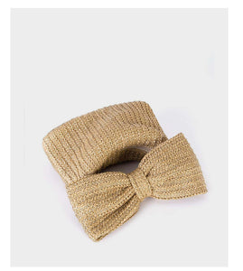Straw Bow Detail Woven Clutch Bag