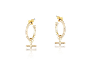 Gold T-bar Hoop Earrings