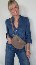 Load image into Gallery viewer, Suede Large Dark Taupe Crossbody/ Waist Bag
