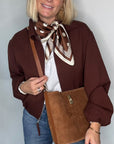 Dark Tan Suede Bucket Bag