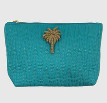 Load image into Gallery viewer, Turquoise Palm Tree Make Up Bag
