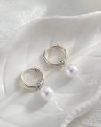 Silver Pearl Drop Hoop Huggies