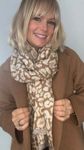 Load image into Gallery viewer, Camel &amp; Cream Animal Print Blanket Scarf
