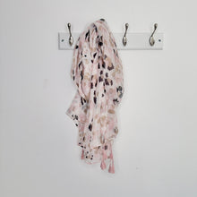 Load image into Gallery viewer, Blush Pink Animal Print Tassel Scarf
